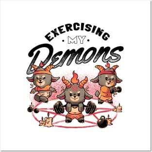 Exercising My Demons - Cute Evil Dark Funny Baphomet Gift Posters and Art